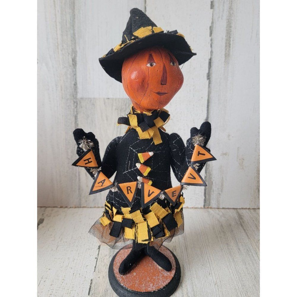 Sharon Andrews folk art pumpkin harvest figure ESC trading 2002 Halloween